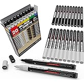 TOOLI-ART Black And White Acrylic Paint Markers Paint Pens Set For Rock Painting, Canvas, Mugs, Metal, Glass Paint, Fabric, Wood, DIY. Non Toxic, Quick Dry,Waterbas (EXTRA FINE)
