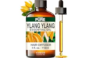 KUKKA ESSENTIAL OILS Kukka Ylang-Ylang Essential Oil for Diffuser & Skin - 4 Fl Oz - Ylang Ylang Oil - Boasting a Long Lasting & Exotic Floral Scent fit for Hair, Aromatherapy, DIY Soap Making Scents
