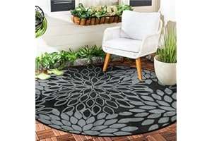 Anidaroel Round Outdoor Rugs 6' for Patio Clearance, Waterproof Reversible Tropical Plastic Straw Patio Rug, Outdoor Area Rug