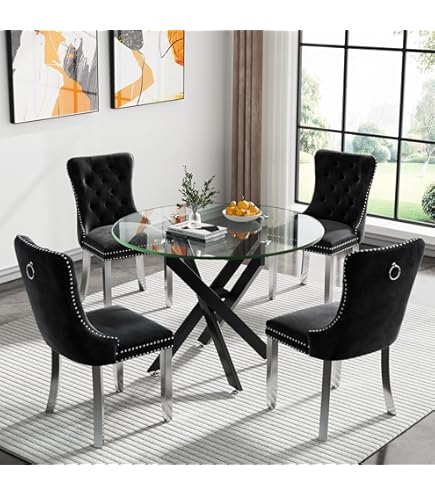 Circle Glass Dining Table Set PAPROOS Piece High Dining Set