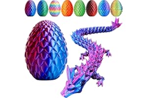 ALDWDY 12" 3D Printed Dragon Eggs with Dragon Inside , Articulated Crystal 3D Dragon Toys – Fantasy Tabletop Decor, Large Dragon Eggs Cool Stuff Fun Gifts for Kids & Adults (Red Blue)
