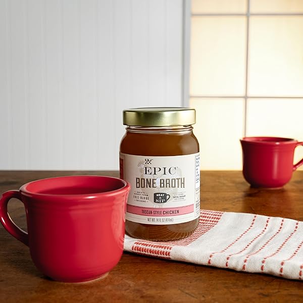 EPIC TUSCAN CHICKEN BONE BROTH, KETO CONSUMER FRIENDLY, 14 OZ JAR