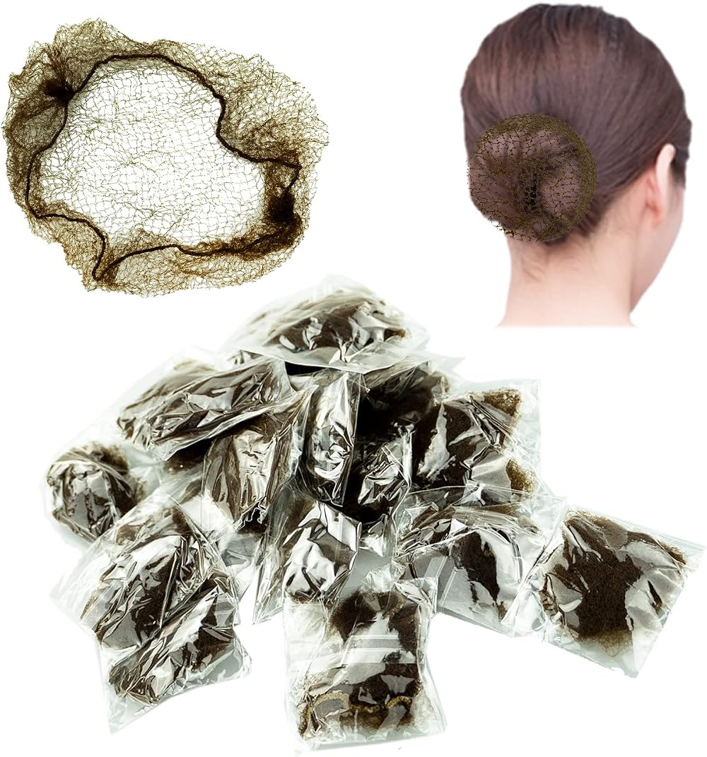LAMXD 20 Pieces Hair Nets Bun Holders Invisible Elastic Mesh Ballet Dance Nurse