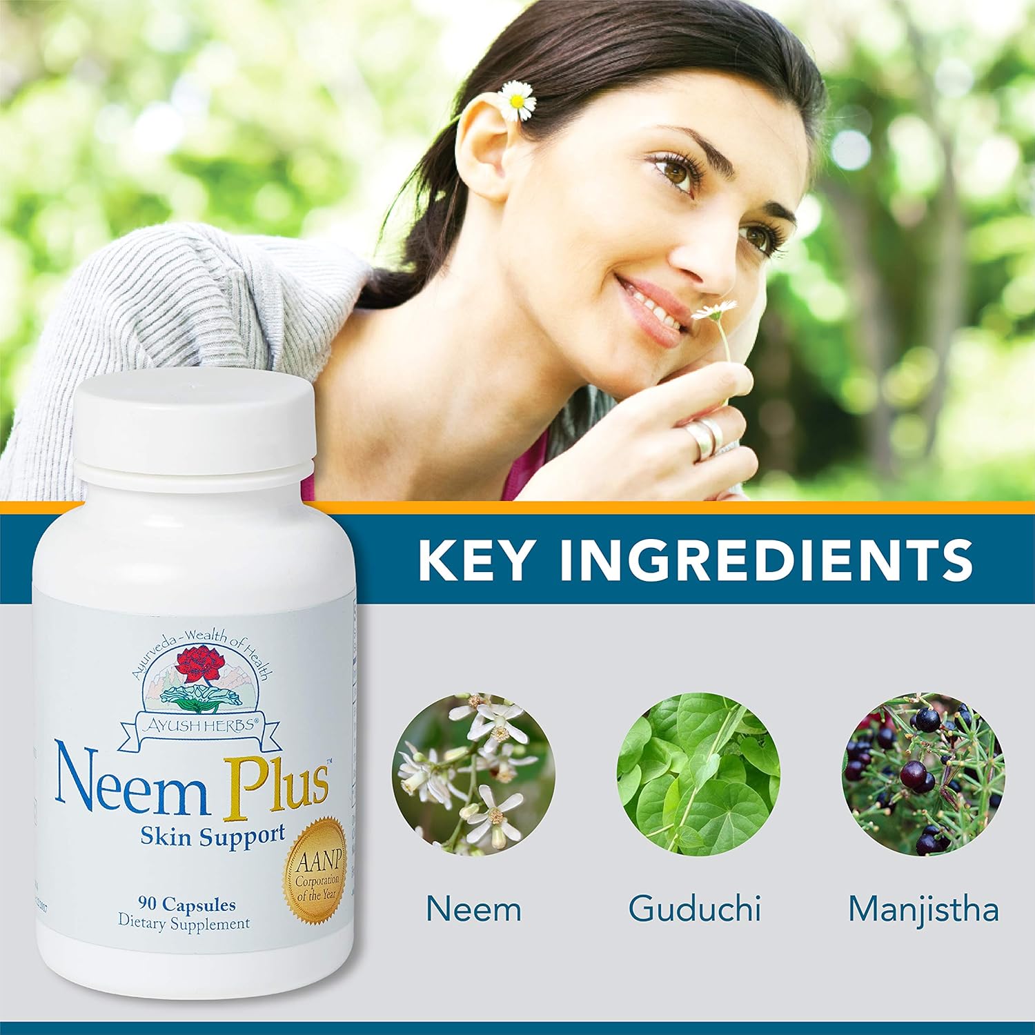 Ayush Herbs Neem Plus Herbal Supplement, 90 Capsules: Health & Personal Care