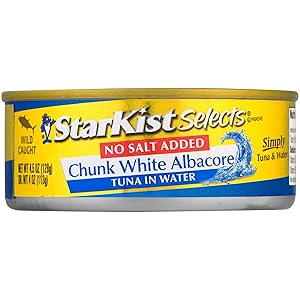 StarKist Selects No Salt Added Chunk White Albacore Tuna in Water - 4.5 oz Can (Pack of 12)