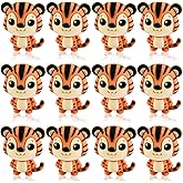WOZADU 12 PCS 3D Tiger Silicone Focal Beads for Pens，Animal Focal Beads Bulk for Keychain Bracelet Necklace Making，Handmade Crafts Supplies