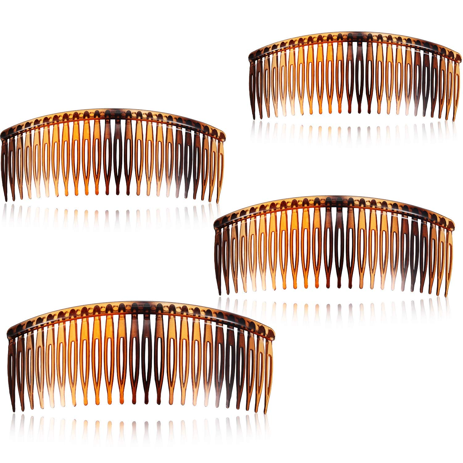 4 Packs Tort Hair Slide Combs Tortoiseshell Side Comb Plain Hair Accessories Plastic Set Large 12. 5 cm