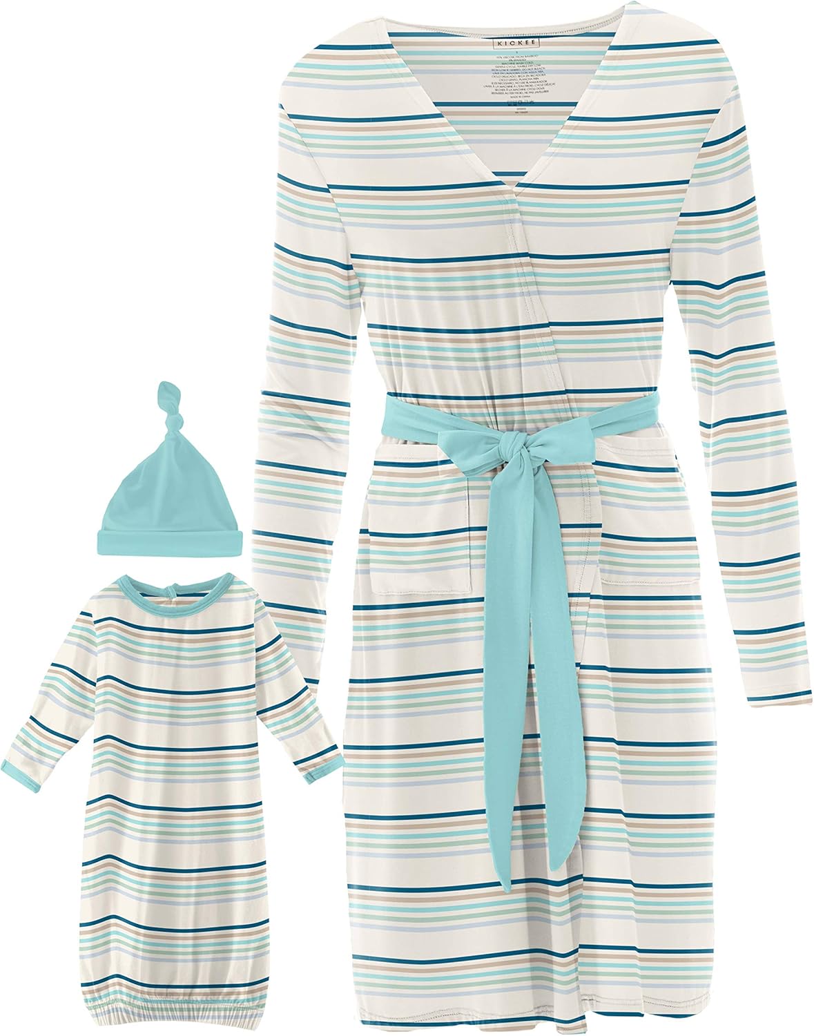 KicKee Pants Solid Basic Maternity & Nursing Robe and Layette Gown Set