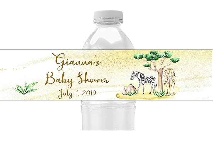 Amazon.com: Safari Personalized Water Bottle Labels, Pack of 25 Peel and Stick Waterproof Water ...