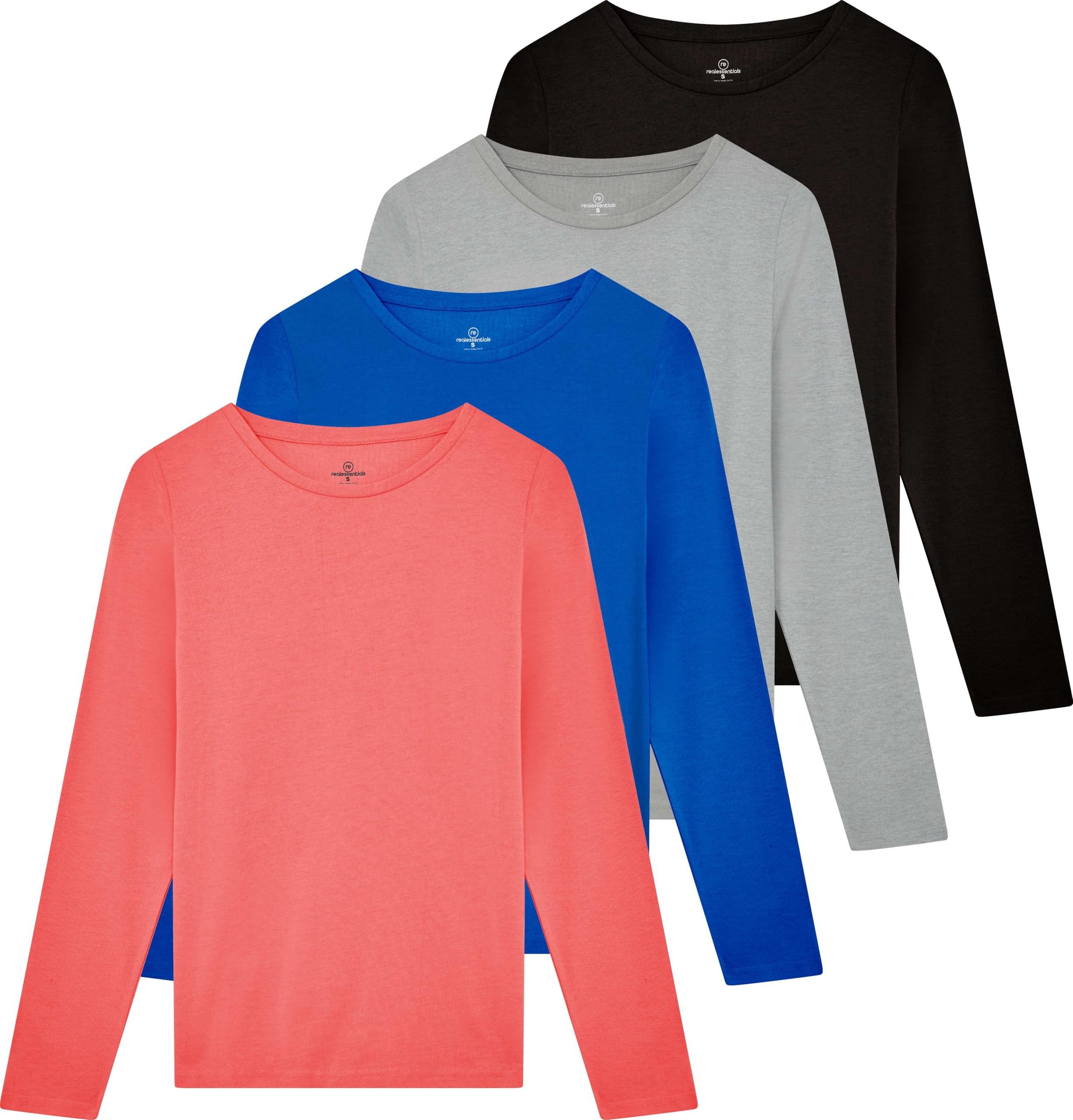Photo 1 of 4 Pack: Plus Size Long Sleeve Shirts for Women Womens Tops T Shirt Top Tee Woman Ladies Blouses Basic T-Shirts Cotton Undershirt Tshirts Tees Crewneck Casual Tshirt T-Shirt Yoga - Set 2, 1X