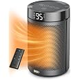 Portable Ceramic Space Heater With Thermostat - 1500W, 12H Timer, ECO Mode & Remote | Quiet Heater For Bedroom, Office, Garage