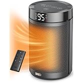 DREO Space Heater, Portable Electric Heaters for Indoor Use with Remote | Adjustable Thermostat, 12H Timer, 5 Mode, 1500W PTC Ceramic Fast Safety Heat for Office Bedroom Home, 34dB Quiet, Black