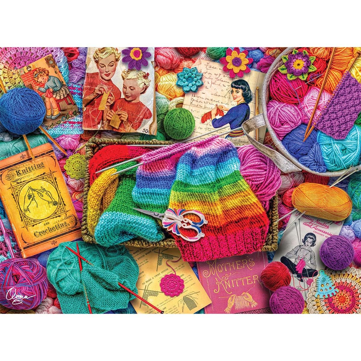 Buffalo Games - Aimee Stewart - Vintage Knitting - 1000 Piece Jigsaw Puzzle for Adults Challenging Puzzle Perfect for Game Nights - 1000 Piece Finished Size is 26.75 x 19.75