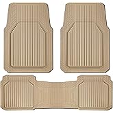 CAR PASS Heavy Duty Rubber Floor Mats for Car, Waterproof Liner Deep Dish Car Mats Full Sets, Universal Trim to Fit for SUV Truck Sedans Vans, All Weather Automotive Floor Mats 3pcs, Solid Beige