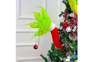 ULTHOOL Christmas Elf Body Tree Decorations, Christmas Green Monster Stole Xmas Tree Topper, Pose-able Elf Stuffed Leg Arm and Head for Christmas Tree Decor Hanging Ornament (Arms, 27.6x7.8 inch)