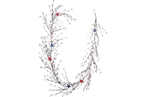 VioletEverGarden 4th of July Patriotic Garland,5 Feet Red White Blue Pip Berry Garland with Stars Independence Day Patriotic Decorations for Home Decor