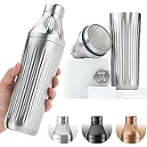 Elevated Craft Diamond Edition Hybrid Cocktail Shaker Set - Premium Vacuum Insulated Stainless Steel, 28 oz, Includes Built-In Strainer, Precise Measuring Top & XL Polishing Cloth - Martini Shaker