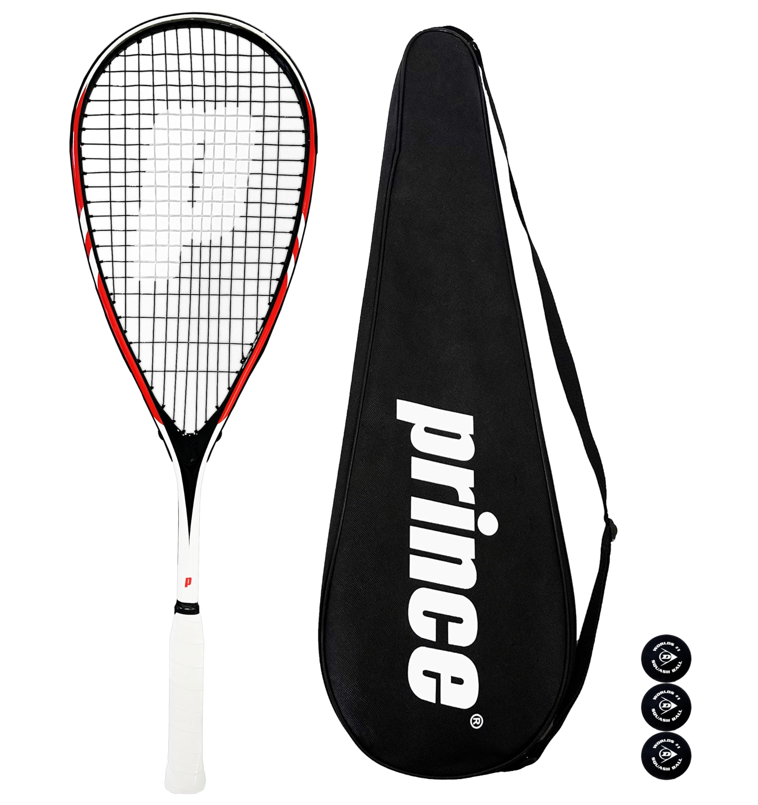 Prince Team 400 & 450 Squash Racket Series, including Full Length Protective Squash Racket Cover & 3 Squash Balls (Team Warrior 450)