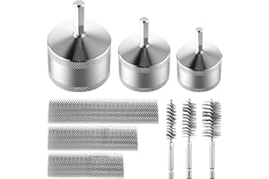 DREYOO 1/2"&3/4"&1" Copper Pipe Cleaner for Drill with 1/4" Hex Shank & Brush Blades & Metal Pipe Cleaning Brush, Tube Thread Cleaner, Plumbing Tools for Plumber Removing Rust, HVAC Stain Removal(3 Piece)