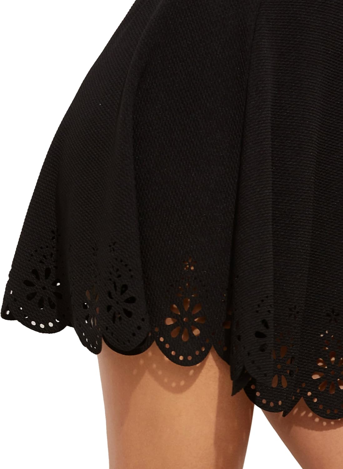 SheIn Women's Basic Solid Flared Mini Skater Skirt at  Women’s Clothing store