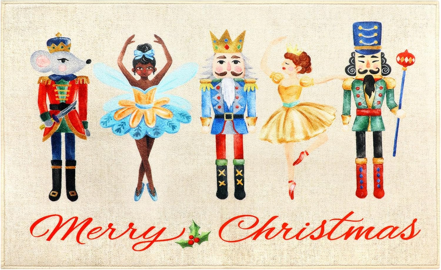 Nutcrackers - Timgle 18 x 30 Inch Christmas Nutcracker Doormat Merry Christmas Doormat Xmas Holiday Outdoor Rug Non Slip Christmas Floor Mats Nutcracker Rug for Home Kitchen Bathroom Front Door Porch Entry Decor