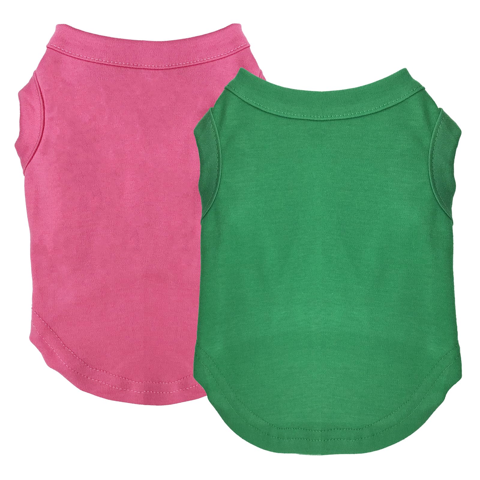 Izefia 2 Pieces Dog Shirts Clothes 2pcs T Shirt for Small Dog Breathable Blank Shirts Cool Summer Cotton Tank Top Vest for Small Dog Puppy Medium Cat Green and Magenta XXL
