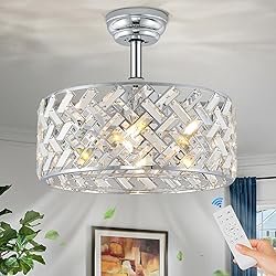 CATINER Chrome Crystal Caged Ceiling Fans with