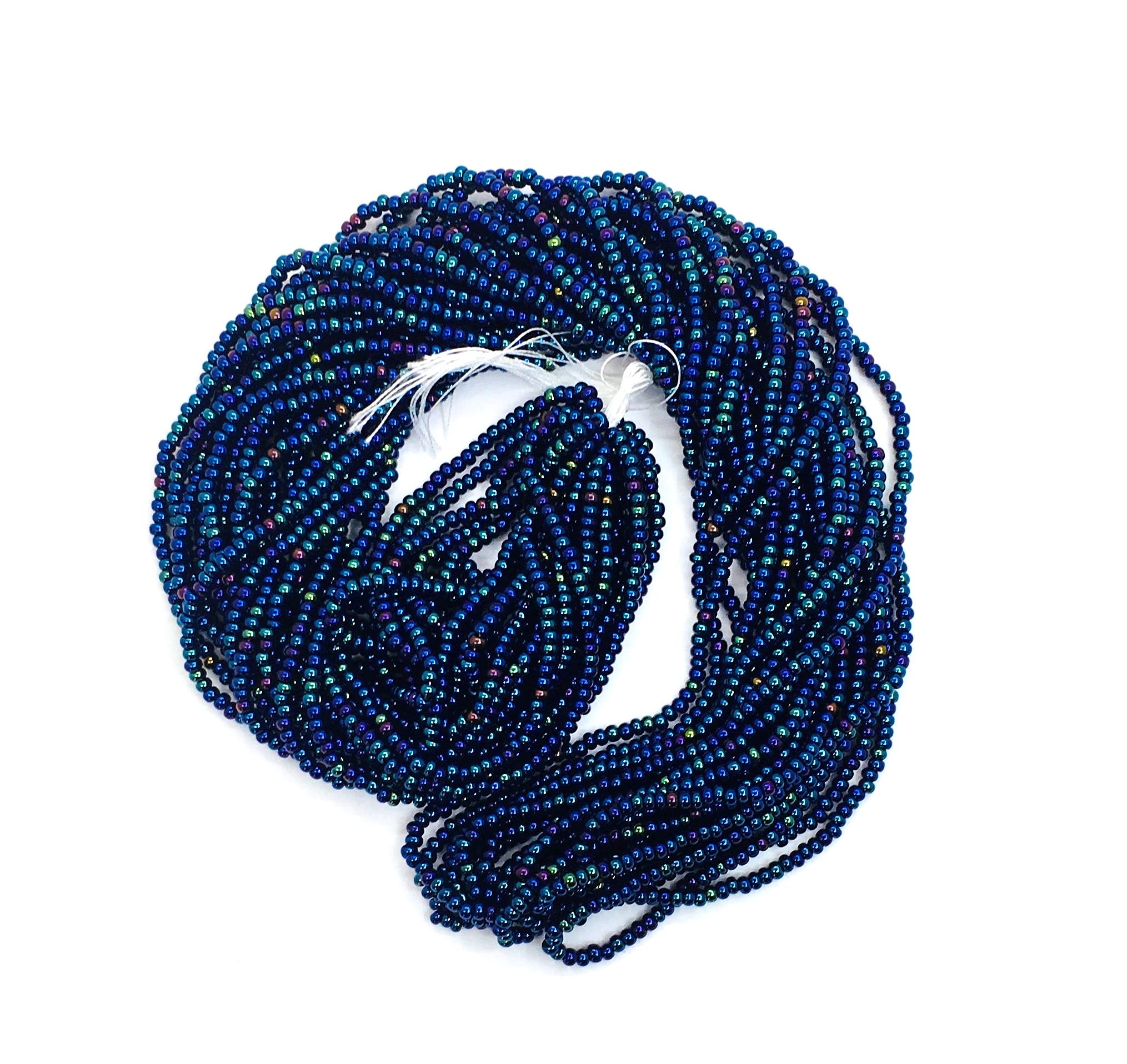 Perlin Seed Beads 2 mm Preciosa Ornela Czech 9000 Pieces CZ Glass Beads 11/0 24 on Multiple Strands (Blue Metallic) — image 1