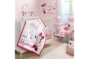Lambs & Ivy Disney Baby Minnie Mouse Love 3-Piece Pink Nursery Crib Bedding Set
