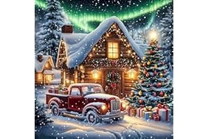gganmtere 5D Christmas Red Truck Diamond Art Painting Kits for Adults,Landscape Diamond Painting Kits for Beginners,Full Drill Diamond Dot,Gem Art Crafts for Adults Wall Decor 14x14inch