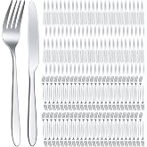 Nuenen 150 Fork Knife, Classic, 8.4 x 0.7 Inch,7.1 x 1 Inches, Silver | Stainless Steel Set, for Home Restaurant, 75 Dinner Forks, 75 Knives, metal Cutlery, Bulk Silverware Tableware
