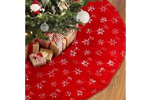 TOBEHIGHER Christmas Tree Skirt - 48 Inches Large Red Tree Skirt with High - End Soft Faux Fur Tree Skirt for Christmas Decorations Indoor Outdoor - Red