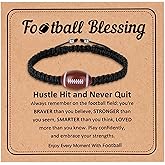 Football Bracelets, Football Gifts Adjustable Sports Rope Braided Bracelet with Message Card for Women Men Sport Team Players, Team Gifts Bulk Party Favors for Senior Night Graduation Birthday