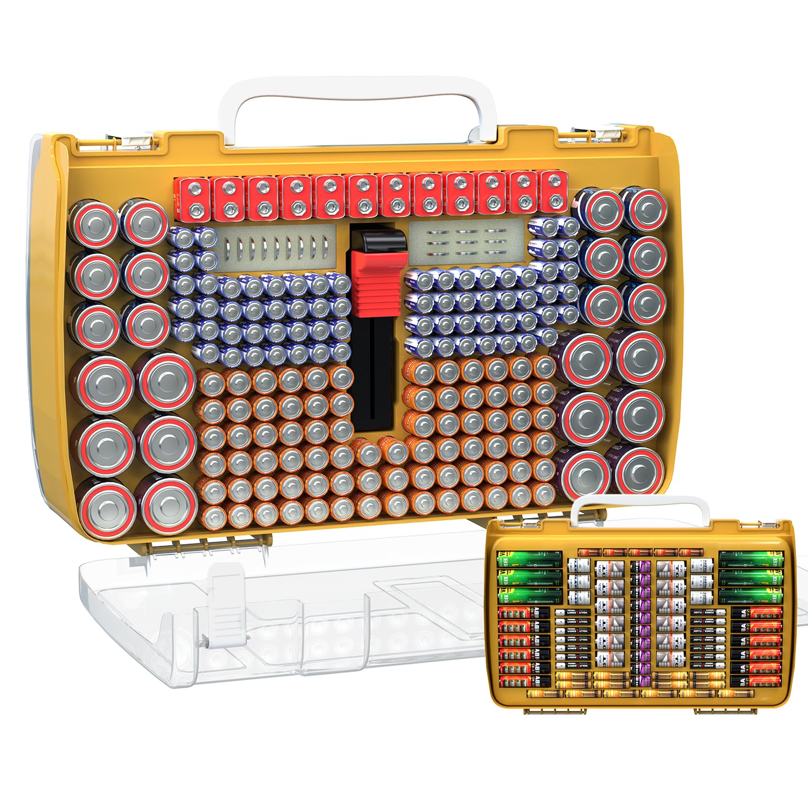 Photo 1 of Large Capacity 269 Battery Organizer Storage Case with Tester, Double-Side Battery Holder Container for AA AAA AAAA C D 9V Lithium 3V CR123 CR2032 CR1632 18650 Batteries(Box Only)(Brown)