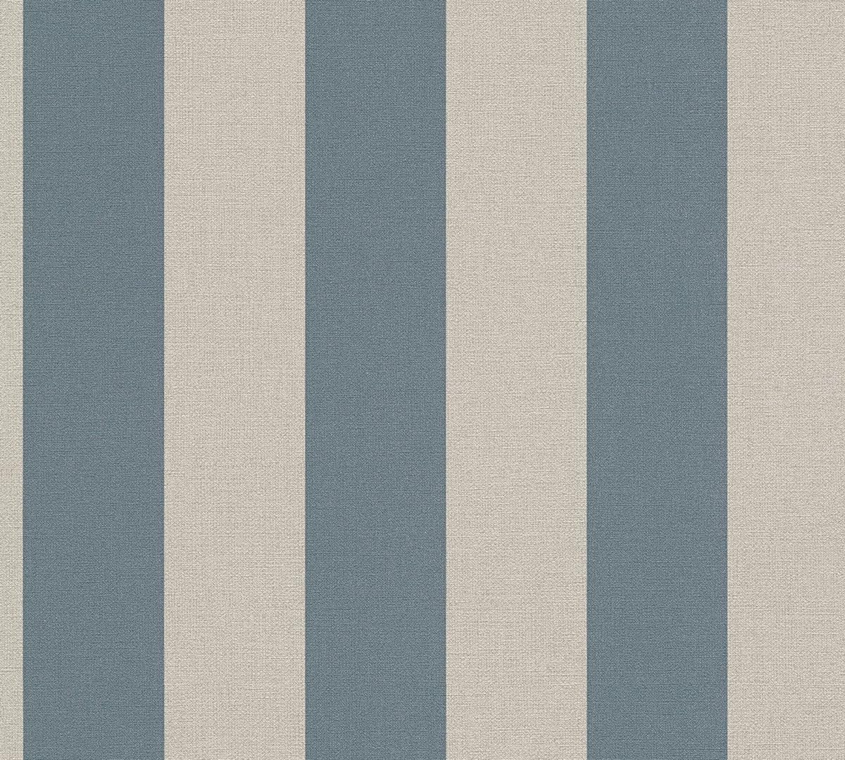 A.S. Création 386651 Wallpaper Stripes Blue Brown - Wallpaper Country House Style - Non-Woven Wallpaper Living Room Modern - 10.05 m x 0.53 m - Made in Germany