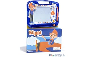 Blippi Read & Doodle - Learning resources for kids, a magnetic drawing pad, an easy-to-use pen, 22-page board book for reading and drawing