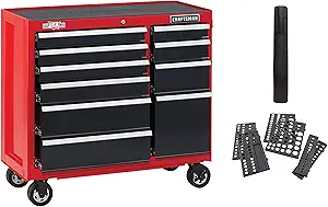 tool storage cabinets CRAFTSMAN Tool Cabinet with Drawer Liner Roll & Socket Organizer, 41-Inch, Rolling, 10 Drawer, Red (CMST82772RB)