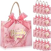 AmazingSpark 40 Pack Small Thank You Gift Bags with Handles 5.5 x 2.4 x 4.7 Inches Mini Gift Bags Bulk with Bow Ribbon Paper Marble for Party Favor Valentine's Day Wedding Bridal Shower(Pink)