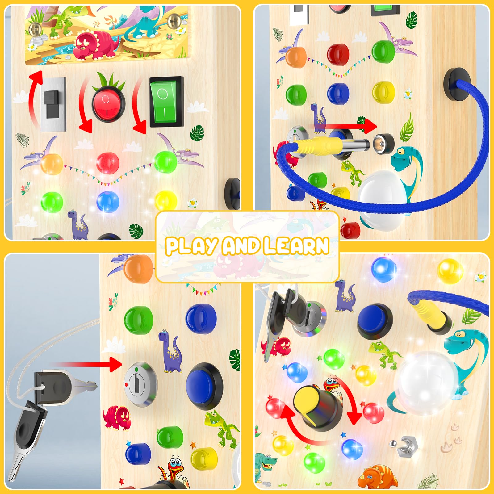 Montessori Toys For 1 Year Old Rismise Montessori LED Busy Board - Sensory Switch Toy For Toddlers Learning Toddler Educational Toy