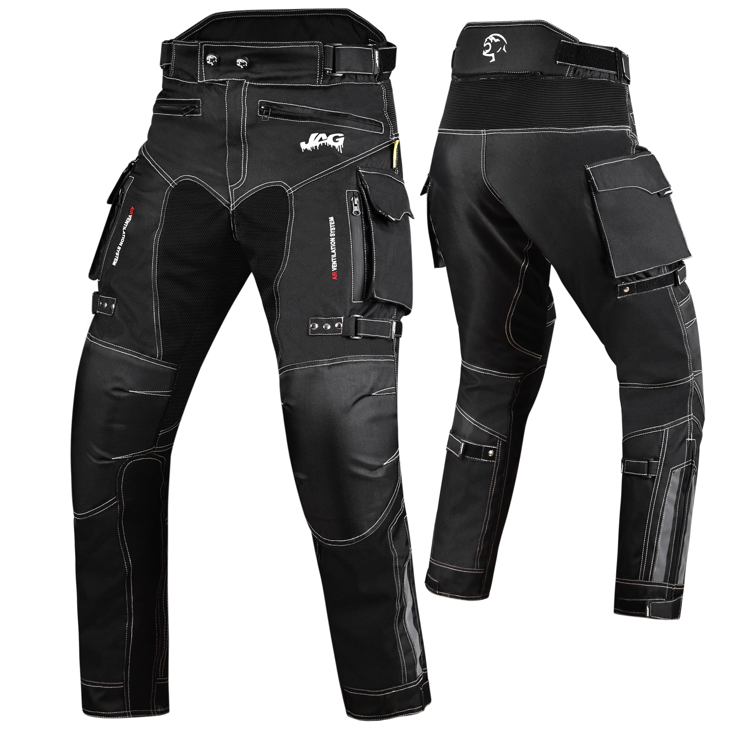Photo 1 of JAG Motorcycle Protective Pants - Dual Sport Motocross Pants, with Armor Impact Protection & Water Resistant Cordura Fabric (US, Waist Inseam, 32, 34, Regular, Regular, Black)