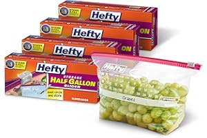 Hefty Slider Calendar Storage Bags, Half Gallon Size, 32 Count (Pack of 4), 128 Total