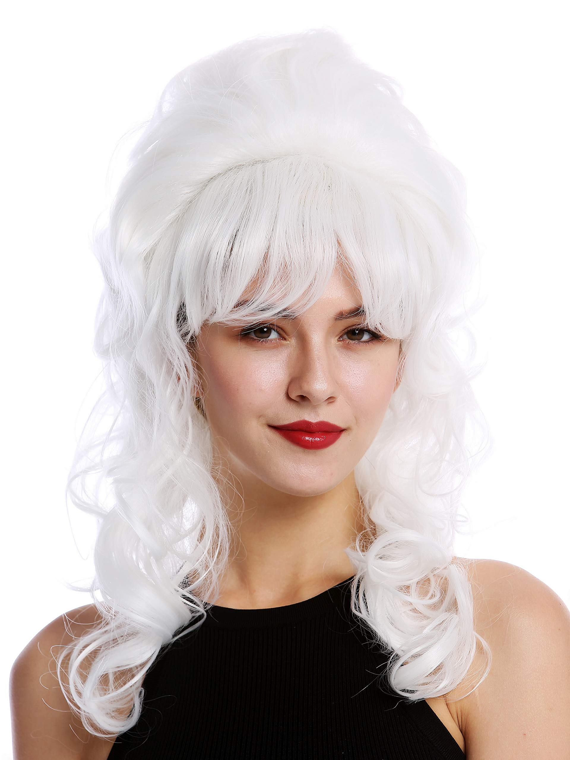 WIG ME UP - GFW2418-1001 Quality Lady Wig Baroque 60s Beehive Retro Bun curly long white Pop Singer