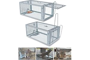 2 Packs Humane Rat Trap Outdoor, Wanqueen Humane Mouse Traps Indoor, Small Rodent Chipmunk Squirrel Trap and Other Live Animal Cage Catch and Release