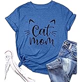 LAZYCHILD Cat Mom Shirts for Women Cat Mama T-Shirts Pet Lover Gifts Shirts Funny Cat Graphic Tees Shirts