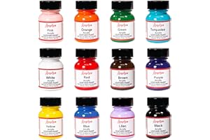 Angelus Acrylic Leather Paint, Best Sellers Kit, Flexible Paint For Shoes, Sneakers, Leather, Canvas, Furniture, and More - 12 Colors (1 oz Each)