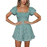 Jeanewpole1 Women Shirred Smocked Tube Top Short Wide Leg Pants Romper Jumpsuit