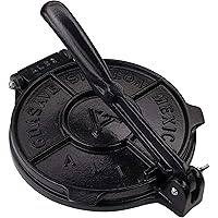 Tortilla Press 8 Inch- Black- Cast Aluminum Tortilla Maker - Heavy-Duty Taco Presser - Made In Mexico Corn Flour…
