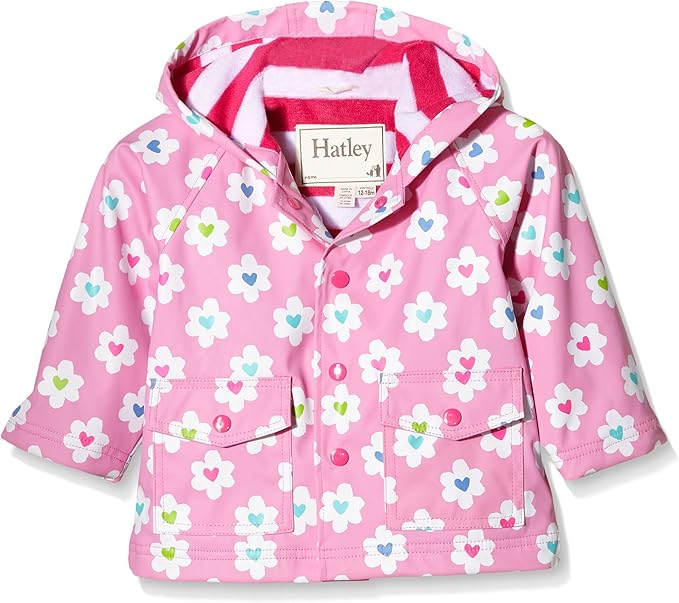 Hatley Baby Flower Heart Garden Infant Raincoat, Flower