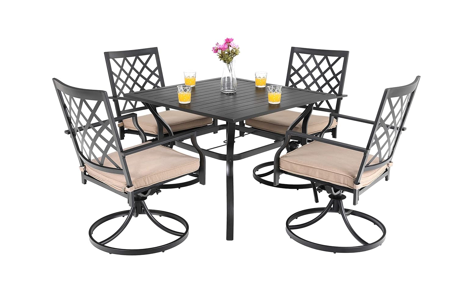 Phi Villa Patio Dining Set 5 Pieces 1 Metal Square Garden Umbrella