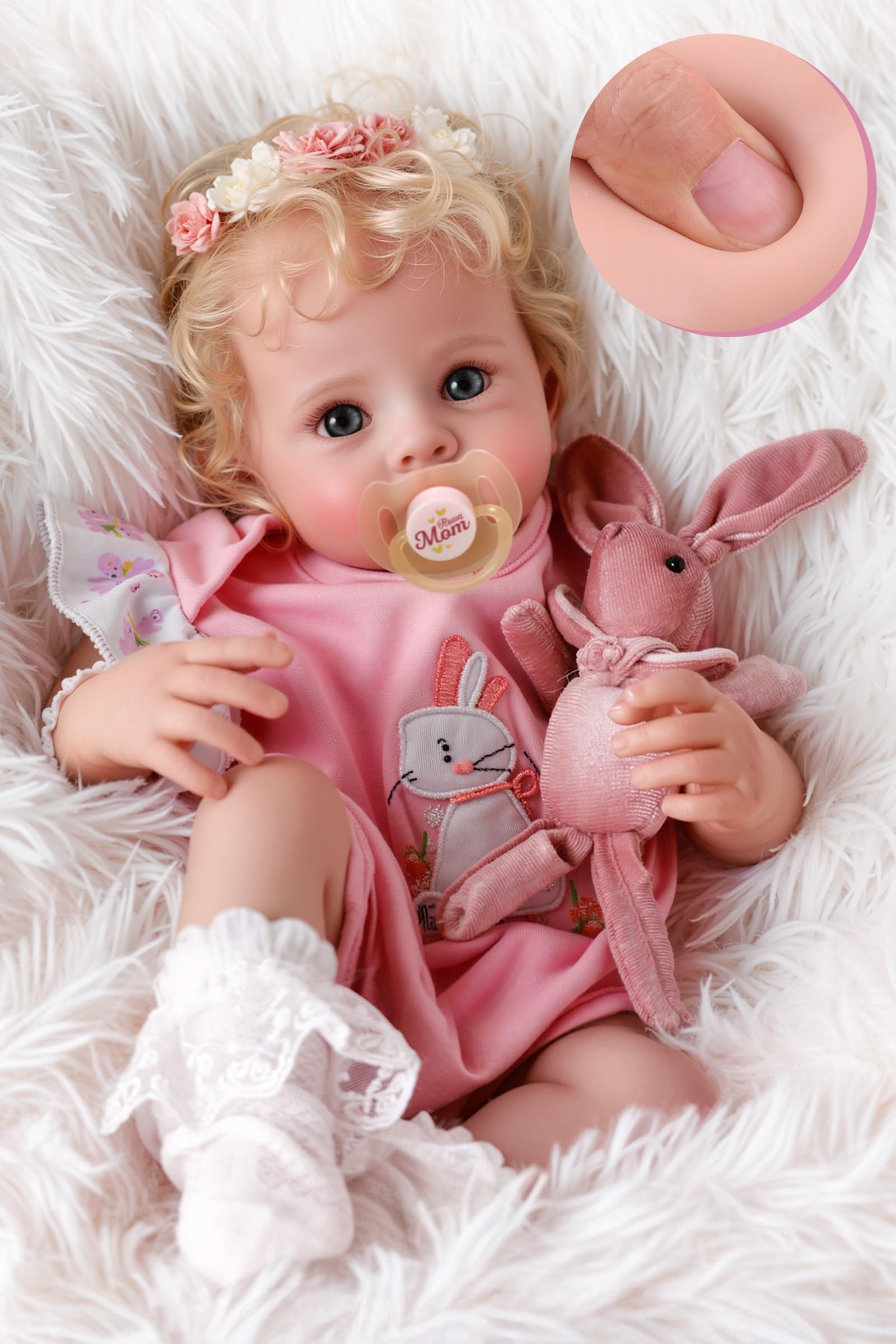 BABESIDE Reborn Baby Dolls Bettie - 17 Inch Soft Body Realistic Baby Doll Girl Lovely Awake Blond Curly Hair Girl Bebe Reborn de Silicona Real Life Baby Dolls with Gift Box for Kids Age 3+ Collectors